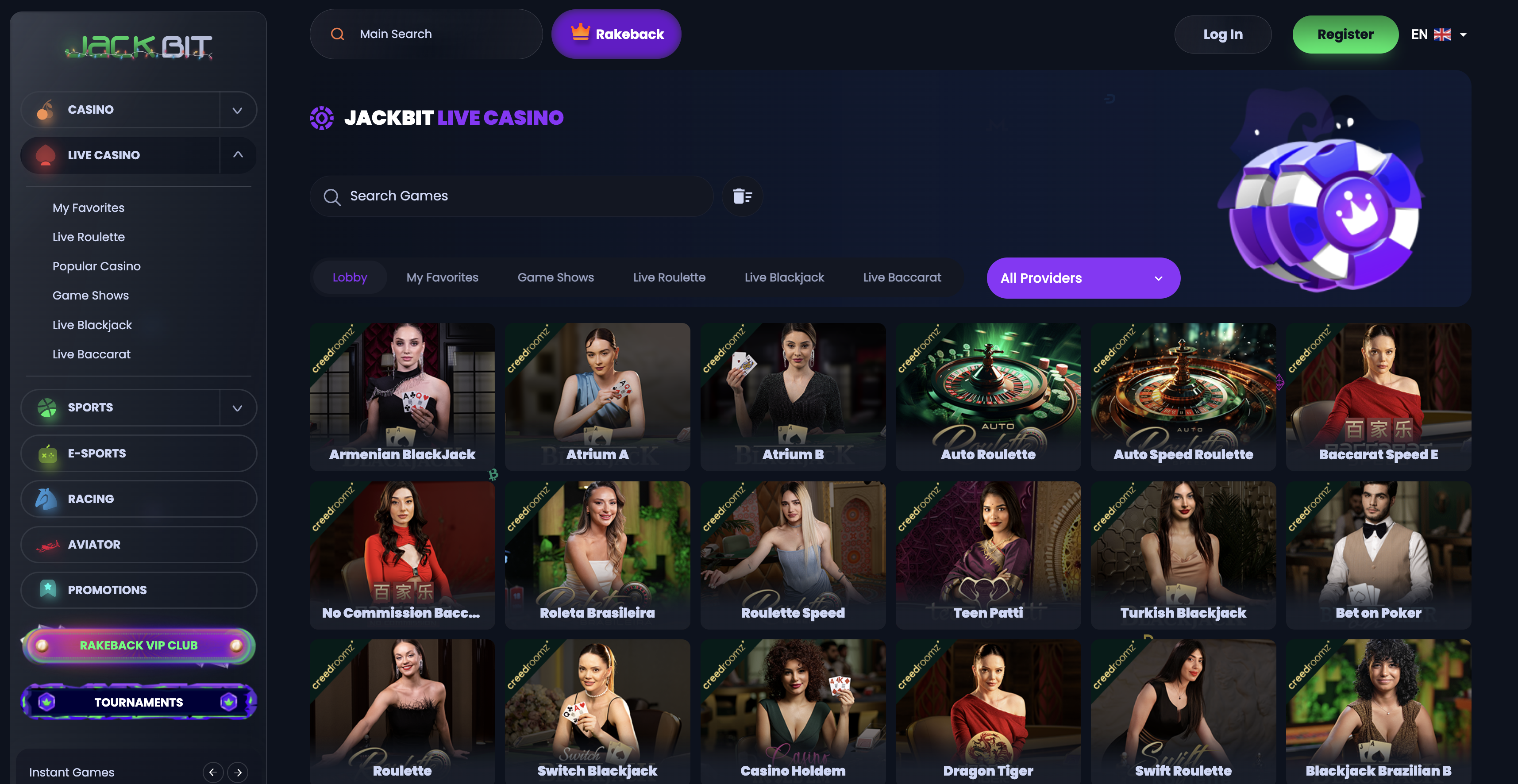 Jackbit live dealer blackjack tables preview