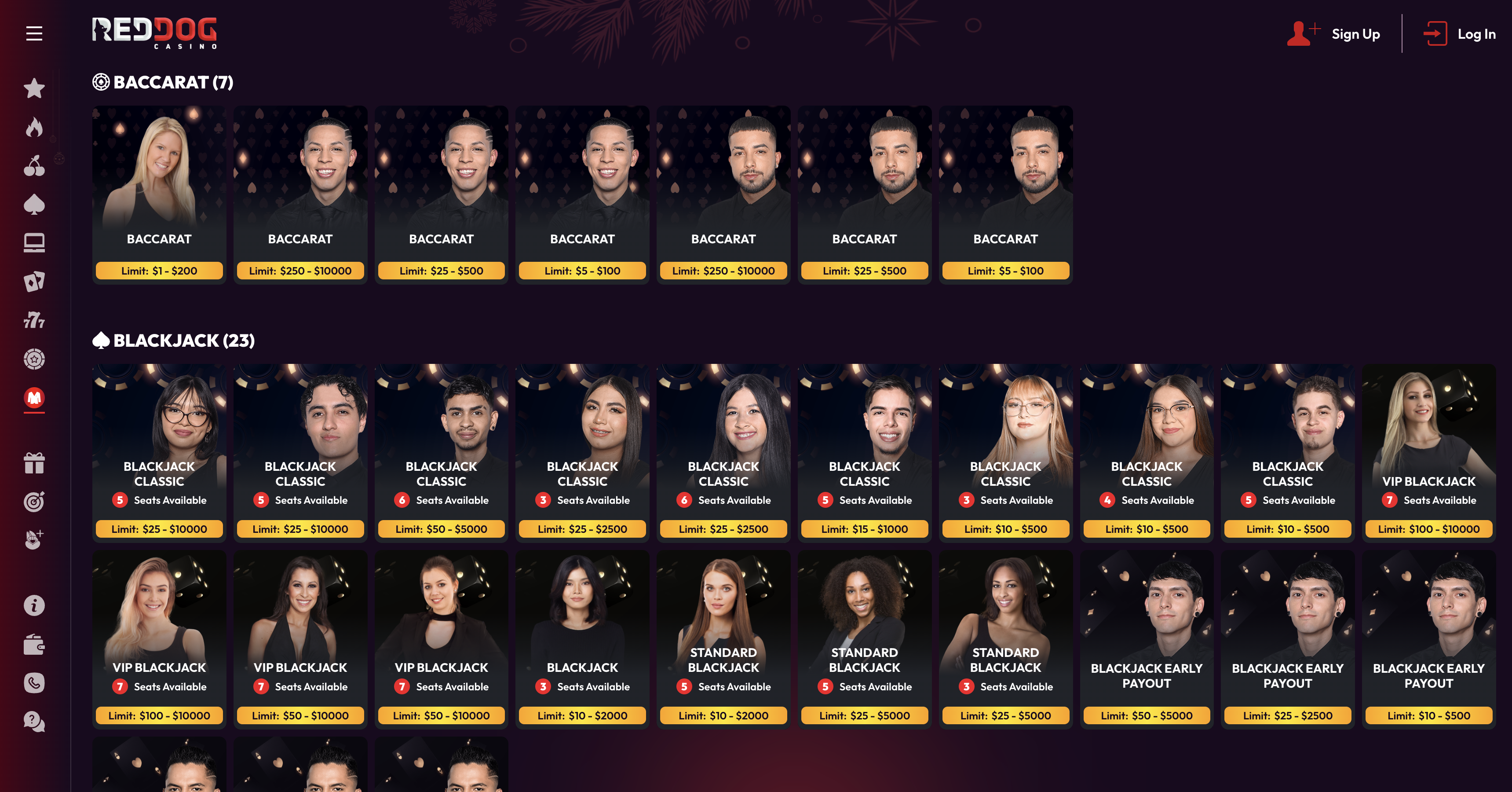 Red Dog Casino live dealer blackjack preview